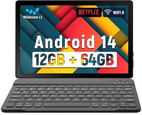 Latest 2025 Upgraded Android Tablet 10.1 Inch with IPS HD Touch Screen, Dual Camera, 64GB Storage 1TB Expansion, 8 in 1 Tablets Kit with Keyboard, Protective Case, Mouse, Stylus, BT 5.4, WiFi 6